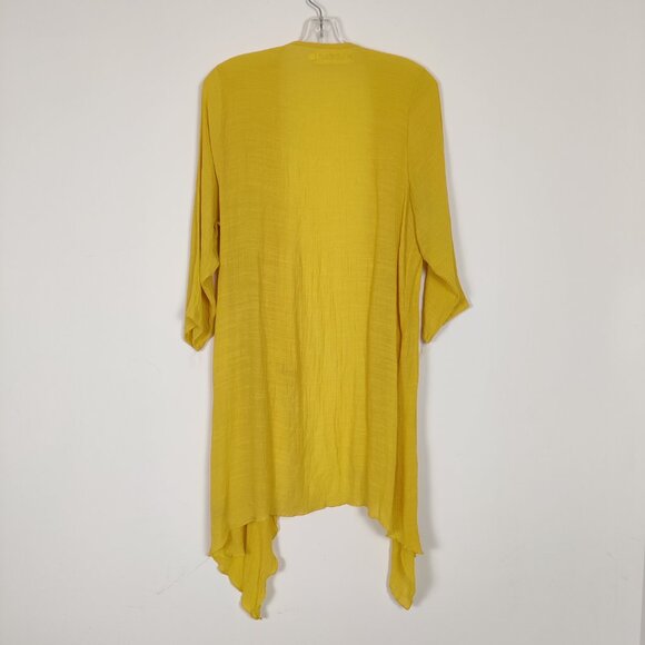 Cherie Bliss Women's Open Front Cardigan S / M Yellow Cotton Blend Seersucker - Picture 3 of 7